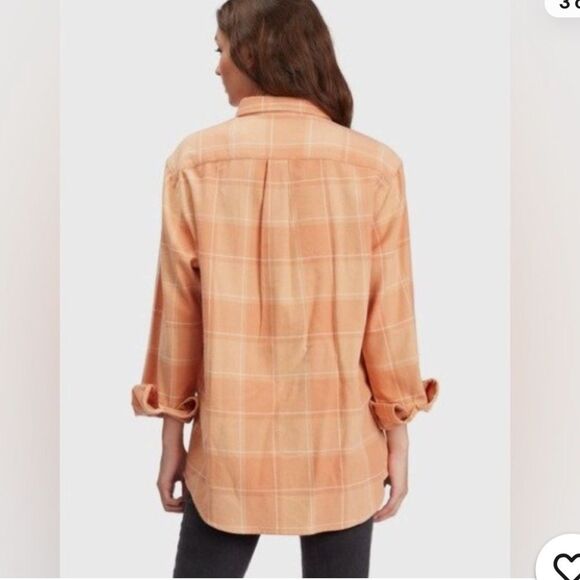 NWT ROXY Turn It Up Check Button Down Shirt Orange White Size Large - Picture 3 of 10
